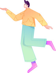 Vector flat gradient illustration of a character flying and hovering.
