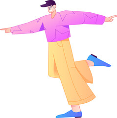 Vector flat gradient illustration of a character flying and hovering.
