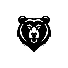 A bold black and white vector logo featuring the angry or roaring face of a bear, perfect for a sports team mascot, brand identity, or wildlife theme.
