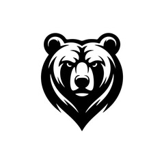 A bold black and white vector logo featuring the angry or roaring face of a bear, perfect for a sports team mascot, brand identity, or wildlife theme.