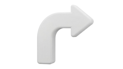 Right turn arrow PNG isolated on transparent background, 3D rendering navigation symbol for direction and wayfinding