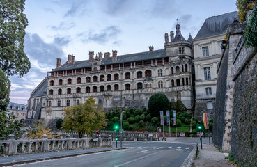 Blois, France - 10 26 2025: panoramic view of the back Royal Castle facade from Augustin Thierry Garden © Franck Legros