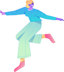 Vector flat gradient illustration of a character flying and hovering.
