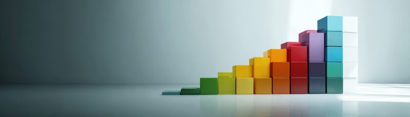 Naklejka premium Abstract 3D bar graph showing financial market growth and business success concept on a red background