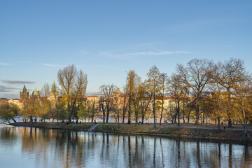 Strelecky Island in the Vltava River, Prague, Czech Republic