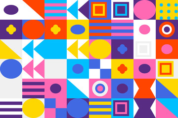 Obraz premium Vibrant geometric pattern with abstract shapes and bright colors, modern design