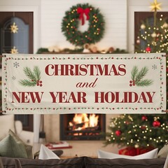 living room with christmas tree