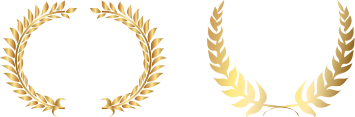 Luxury Holden Laurel Wreath Set Golden laurel wreath set elegant elements, classic victory award branch icons, luxury achievement prize decoration