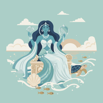 iemanja, rainha do mar, ilustra&ccedil;&atilde;o 