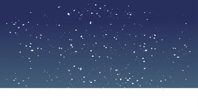 夜の帳が下りる冬空に白い粉雪が舞う背景のベクター素材