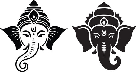 Lord ganesha deity illustration hindu god of wisdom and remover of obstacles isolated on white background