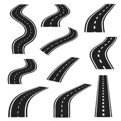 Curvy Highway Road Collection Vector