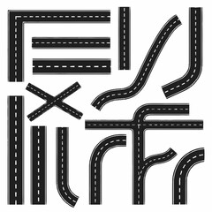 Road Junction and Intersection Elements Vector