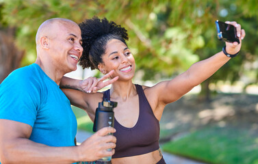 Friends Take Sunny Selfie After Workout in Park, Happy Fitness Duo Enjoying Moment