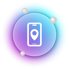 White Infographic of city map navigation icon isolated on white background. Mobile App Interface concept design. Geolacation concept. Blue and purple gradient circle background. Vector