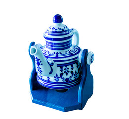 The old ceramic Chinese teapot, Close up of ceramic teapot  isolated on transparent background.