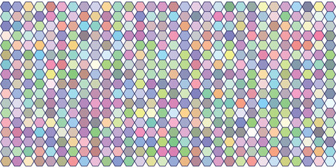 パステルカラーの六角形が並ぶ抽象的な背景パターンベクター