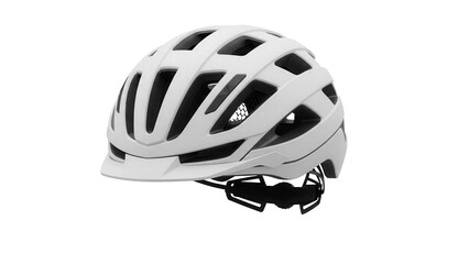Fototapeta premium Modern white bicycle helmet isolated PNG, protective headgear for cycling and outdoor sports on transparent background