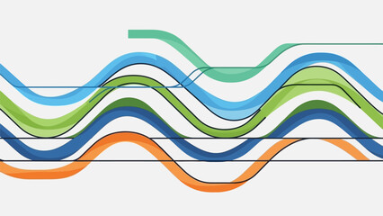 Abstract colorful wavy lines representing data flow or dynamic patterns on a white background.