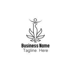 Stylized Woman and Cannabis Leaf Logo for Wellness Brand