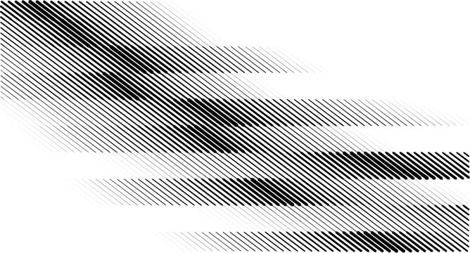 Black and white striped halftone gradient. Fading linear gradation background. Repeating strip pattern backdrop. Parallel lines wallpaper for overlay, print