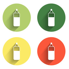 Set Punching bag icon isolated with long shadow background. Color circle button. Vector