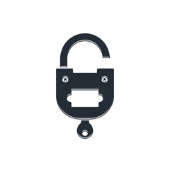 Black Lock and key icon isolated on white background. Padlock sign. Security, safety, protection, privacy concept. Vector