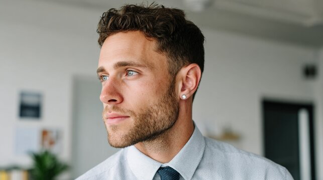 Man with beard and earring.