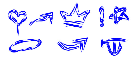 Obraz premium Abstract Blue Brushstroke Icon Set Modern Graphic Collection