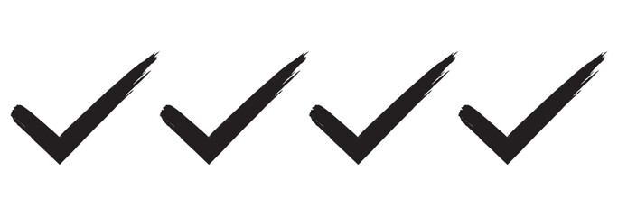 Check mark set. Hand painted grunge brush tick symbol design element. Isolated vector yes check marks collection. © HIKE  Studio  1
