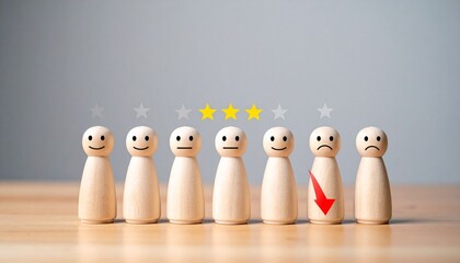 Two-Star Customer Service Rating with Negative Feedback and Decline Indicated by Red Arrow