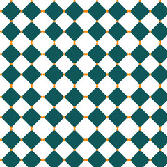 Teal Diamond Pattern with Orange Dots on White Background geometric diamonds