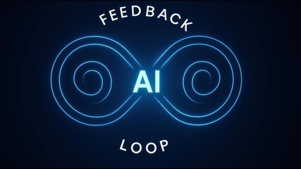 Feedback loop ai infinity technology connection iteration evokes futuristic glow and calm in a neon infinity symbol illustrating continuous machine learning cycle - Powered by Adobe