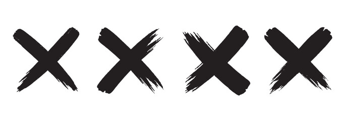 Obraz premium grunge hand drawn with brush strokes cross x and tick OK check marks. red cross and green check mark isolated on white background.