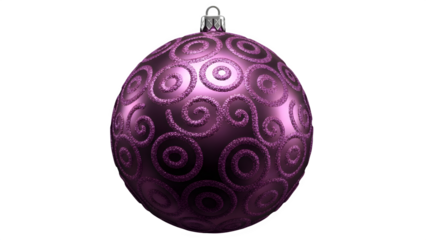 Purple Swirl Pattern Christmas Bauble - Glittery Ornament, Elegant Decoration, Holiday Ball, Isolated & Fancy Design