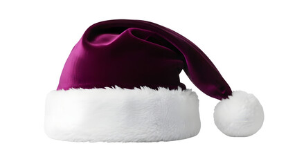 Purple Velvet Santa Hat - Royal Color, Luxury Fabric, Holiday Costume, Isolated Cap & Unique Christmas Style