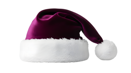 Purple Velvet Santa Hat - Royal Color, Luxury Fabric, Holiday Costume, Isolated Cap & Unique Christmas Style