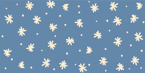 Whimsical Winter Snowflakes on Blue