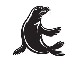 Seal silhouette, Seal sitting silhouette, flipper Seal lying illustration, Seal balancing ball vector, Seal black vector design Set collection, seal silhouette, seal sitting silhouette, seal lying 