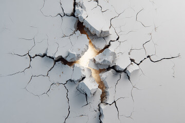 fractured concrete surface with deep cracks and exposed earth