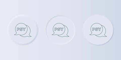 Grey Psychology icon isolated on grey background. Psi symbol. Mental health concept, psychoanalysis analysis and psychotherapy. Set icons in square buttons. Vector