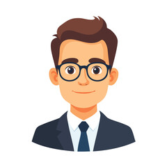 Professional Young Man Avatar with Glasses and Suit.