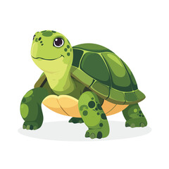 Cute cartoon turtle illustration with green shell and happy expression.