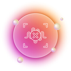 White Rejection voice recognition icon isolated on white background. Voice biometric access authentication for personal identity recognition. Orange and pink gradient circle background. Vector