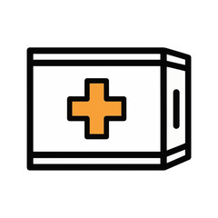 Obraz premium Medical first aid kit icon. Healthcare and emergency symbol with a cross. Simple filled outline vector illustration