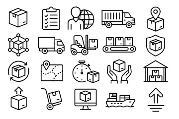 Logistics Delivery Line Icons Set © Aiman