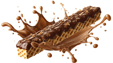 Caramel crunch bar split, crunchy bits and caramel spanning the divide.