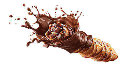 Caramel crunch bar split, crunchy bits and caramel spanning the divide.