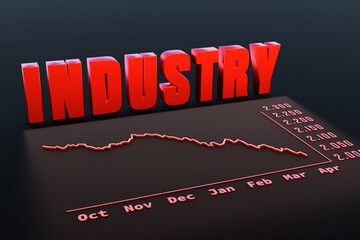 Rising chart, technology index, growth, stock market and exchange. Business, investment, strategy, wealth, graph. 3D illustration