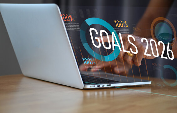 Goals 2026 with Businessman &mdash; Business Target and Technology Success Concept